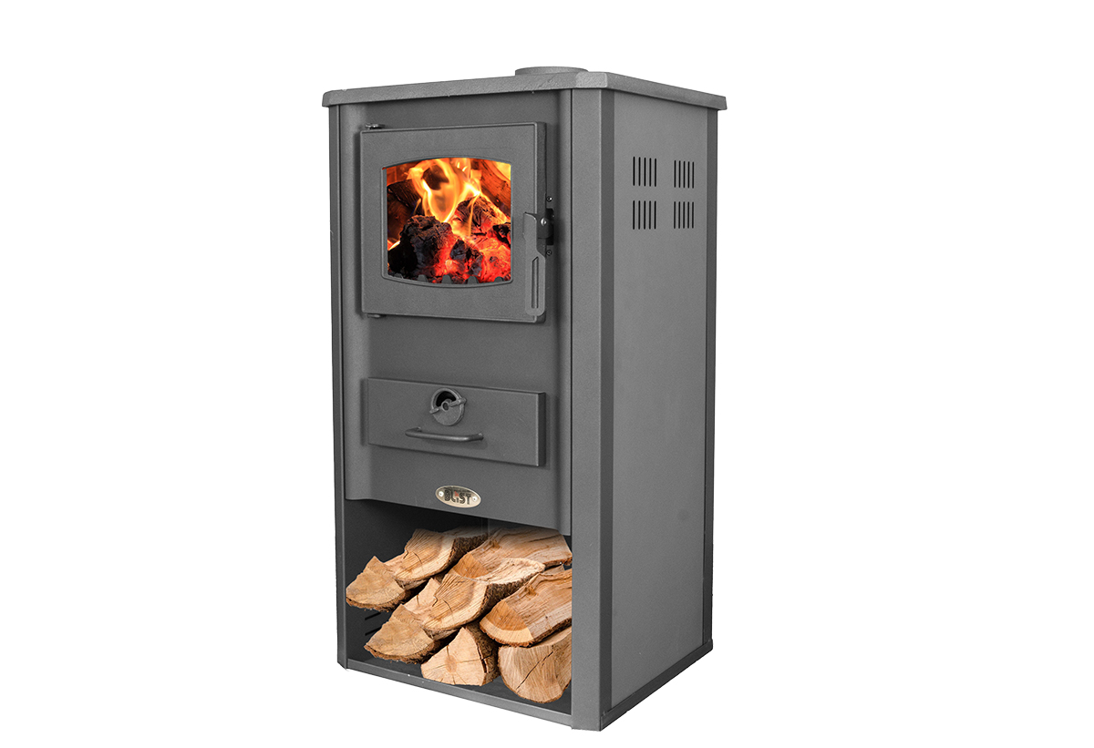 Απεικονίζεται η σόμπα σε λειτουργία.